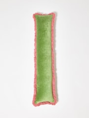 Oliver Bonas Green Issey Velvet Fringed Draught Excluder - Image 4 of 4