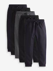 Black/Navy Slim Fit Basic Joggers 5 Pack (3-16yrs) - Image 1 of 2