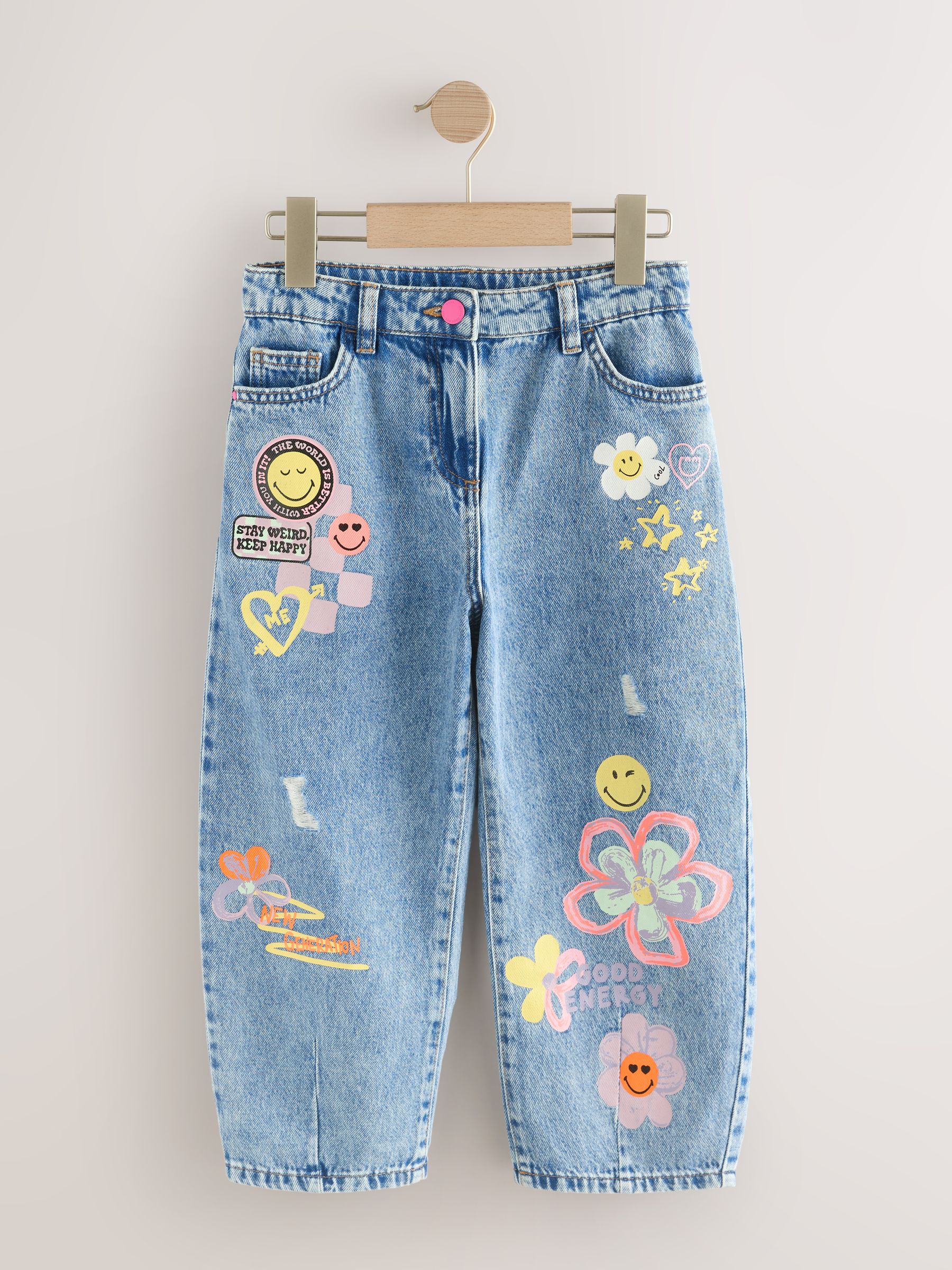 Blue Denim SmileyWorld® Barrel Jeans (3-16yrs)