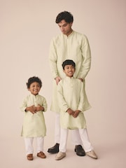 Green Printed Long Sleeve Kurta - Image 2 of 9