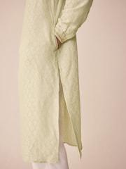 Green Printed Long Sleeve Kurta - Image 6 of 9