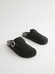 Black Extra Wide Fit Forever Comfort® Leather Footbed Clogs - Image 5 of 8