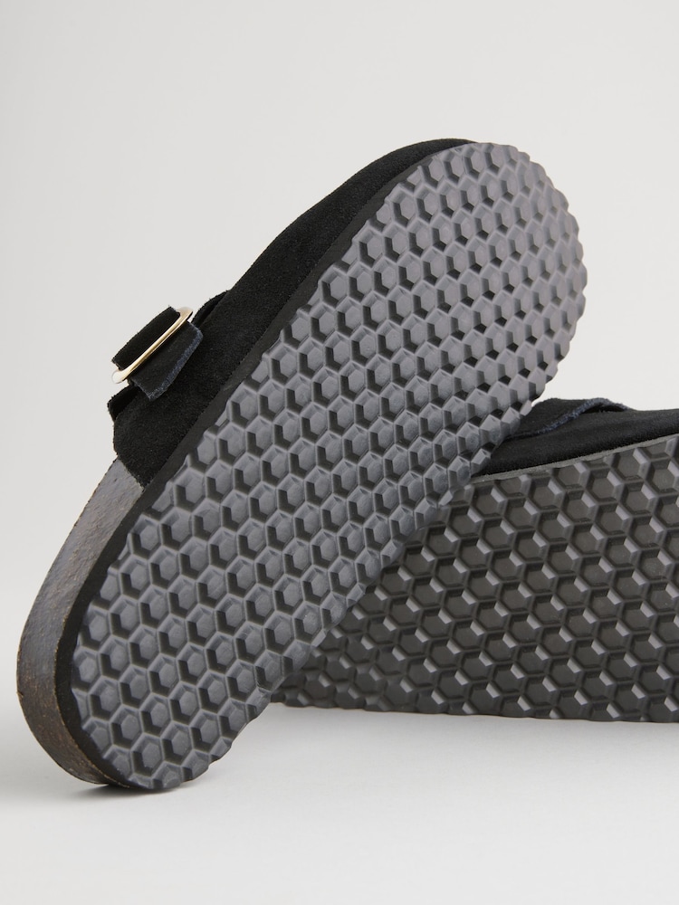Black Extra Wide Fit Forever Comfort® Leather Footbed Clogs - Image 8 of 8