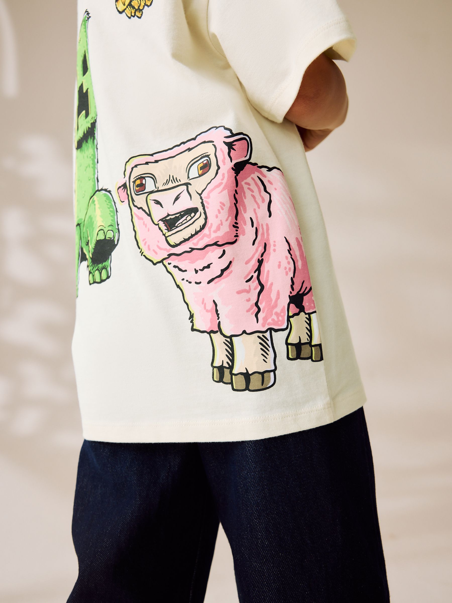 Buy Cream Oversized Graphic Print T-Shirt (3-16yrs) from Next