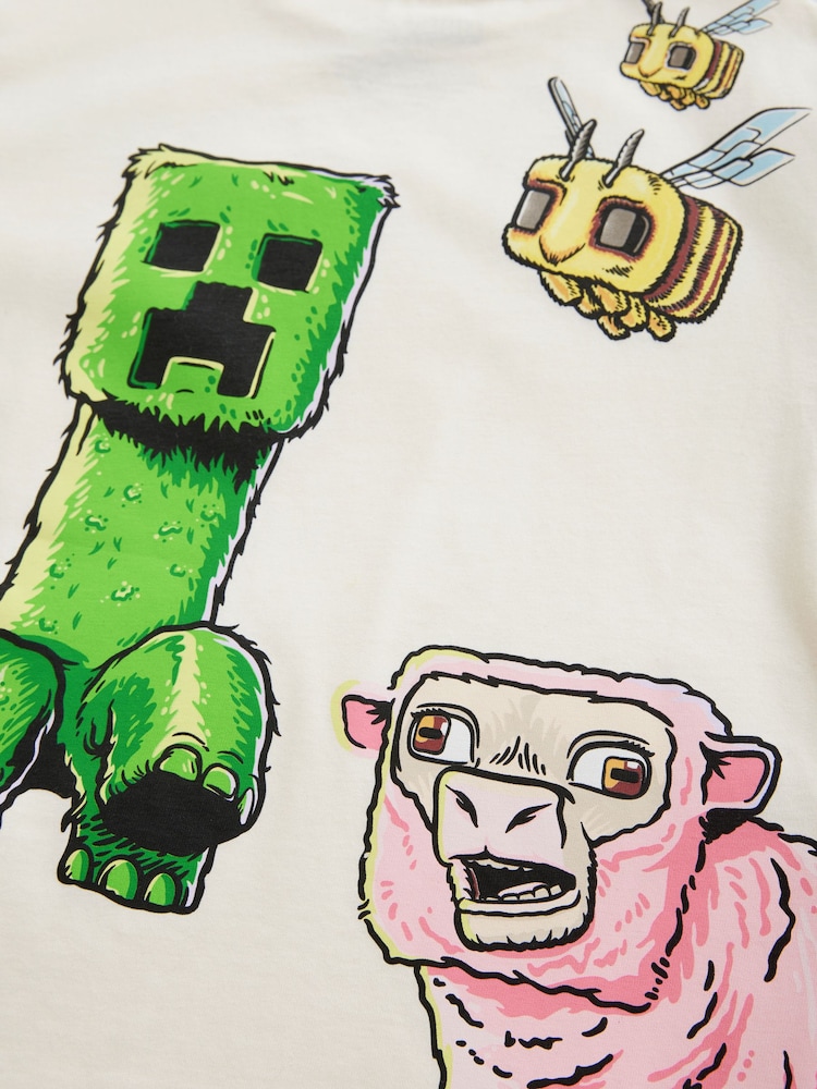 Cream Oversized Minecraft License Graphic Print 100% Cotton T-Shirt (3-16yrs) - Image 8 of 8