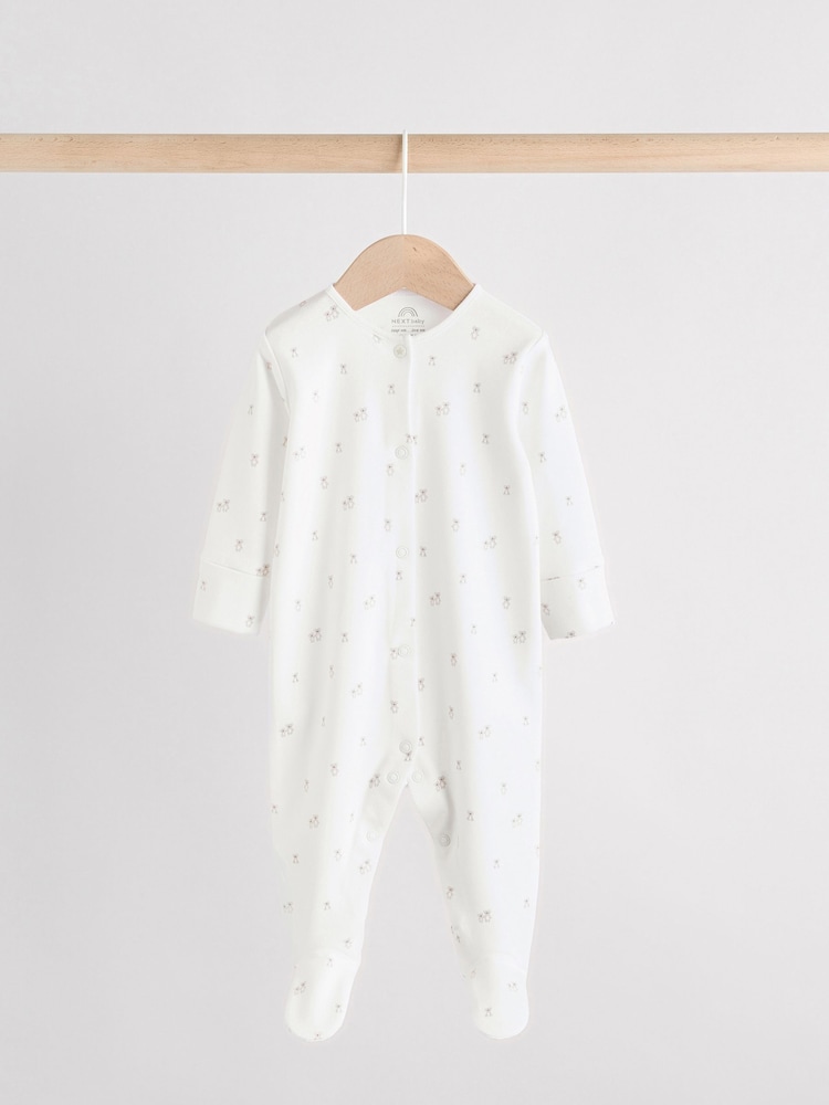 White Baby Sleepsuit, Bodysuit, Beanie and Bib Set 4 Piece (0-9mths) - Image 2 of 19 White Baby Sleepsuit, Bodysuit, Beanie and Bib Set 4 Piece (0-9mths) - Image 2 of 19