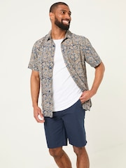 FatFace Blue Short Sleeve Authentic Indian Hand Block Print Shirt - Image 1 of 5
