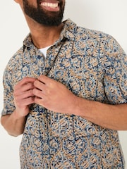 FatFace Blue Short Sleeve Authentic Indian Hand Block Print Shirt - Image 4 of 5