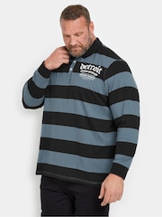 Синий - BadRhino Big & Tall 'Detroit' Print Stripe Rugby Polo Shirt - Image 1 of 3