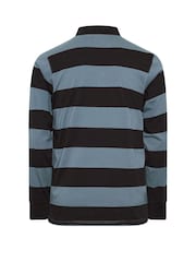 Синий - BadRhino Big & Tall 'Detroit' Print Stripe Rugby Polo Shirt - Image 3 of 3