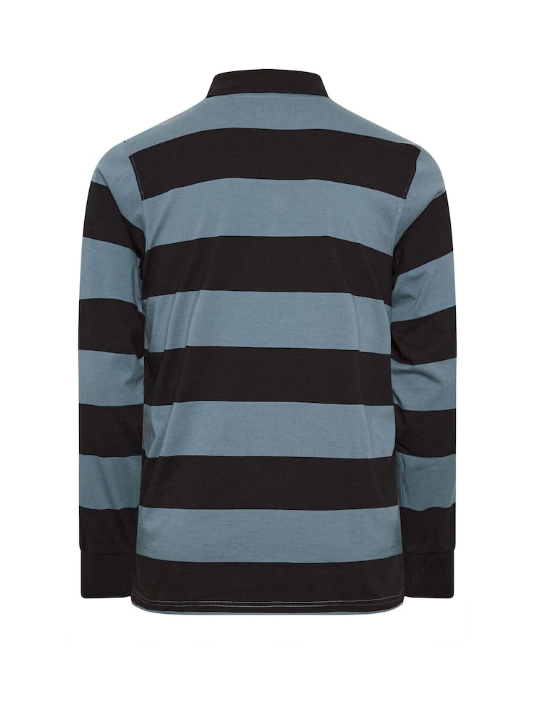 Синий - BadRhino Big & Tall 'Detroit' Print Stripe Rugby Polo Shirt - Image 3 of 3