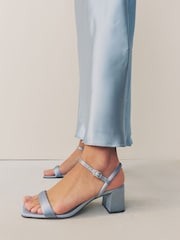 Blue Forever Comfort® Bridesmaid Square Toe Low Block Simple Sandals - Image 1 of 10