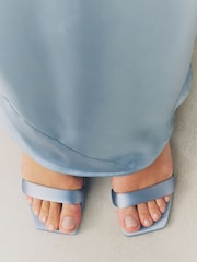 Blue Forever Comfort® Bridesmaid Square Toe Low Block Simple Sandals - Image 2 of 10