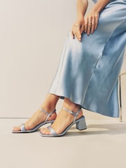 Blue Forever Comfort® Bridesmaid Square Toe Low Block Simple Sandals - Image 4 of 10