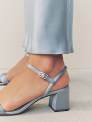 Blue Forever Comfort® Bridesmaid Square Toe Low Block Simple Sandals - Image 5 of 10