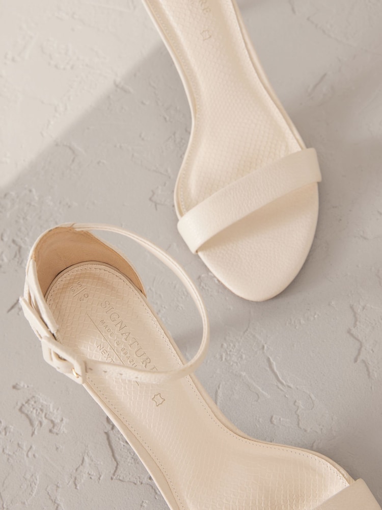 Bone Signature Premium Leather Round Toe Buckle Detail Mid Simple Sandals - Image 10 of 10 Bone Signature Premium Leather Round Toe Buckle Detail Mid Simple Sandals - Image 10 of 10