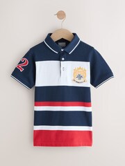 Navy/Red 100% Cotton Rugby Short Sleeve Shirt - Image 1 of 1