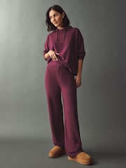 Roșu vișiniu - Pantaloni Cosy Soft Touch Co-ord cu picioare largi - Image 1 of 5