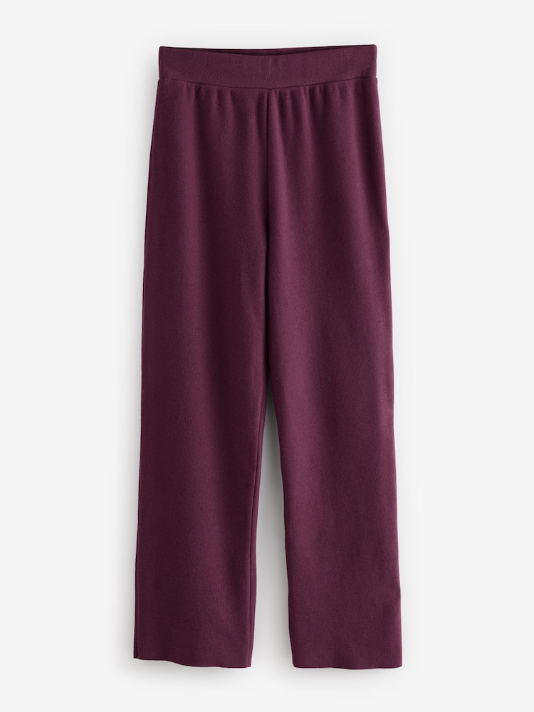 Roșu vișiniu - Pantaloni Cosy Soft Touch Co-ord cu picioare largi - Image 5 of 5