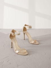 Gold Signature Premium Leather High Round Toe Simple Sandals - Image 4 of 9