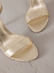 Gold Signature Premium Leather High Round Toe Simple Sandals - Image 7 of 9