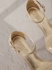 Gold Signature Premium Leather High Round Toe Simple Sandals - Image 8 of 9