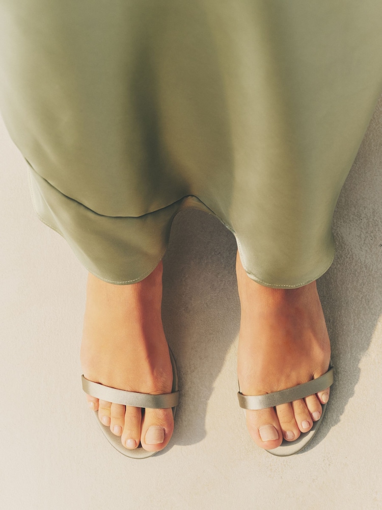Sage Green Forever Comfort® Bridesmaid Round Toe Low Heel Simple Sandals - Image 2 of 10