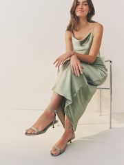 Sage Green Forever Comfort® Bridesmaid Round Toe Low Heel Simple Sandals - Image 5 of 10