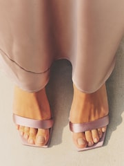 Nude Forever Comfort® Bridesmaid Square Toe Low Block Simple Sandals - Image 2 of 9
