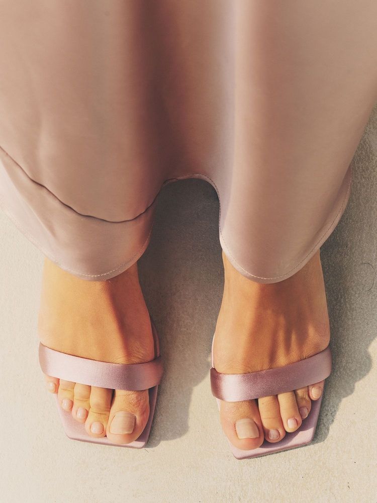 Nude Forever Comfort® Bridesmaid Square Toe Low Block Simple Sandals - Image 2 of 9