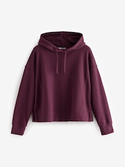Burgundy Red Relaxed Fit Cosy Soft Touch Ribbed Stepped Hem Hoodie - Image 6 of 9