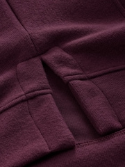 Burgundy Red Relaxed Fit Cosy Soft Touch Ribbed Stepped Hem Hoodie - Image 8 of 9