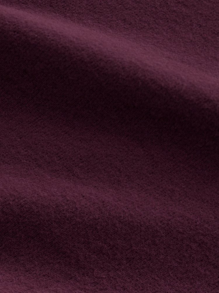 Burgundy Red Relaxed Fit Cosy Soft Touch Ribbed Stepped Hem Hoodie - Image 9 of 9