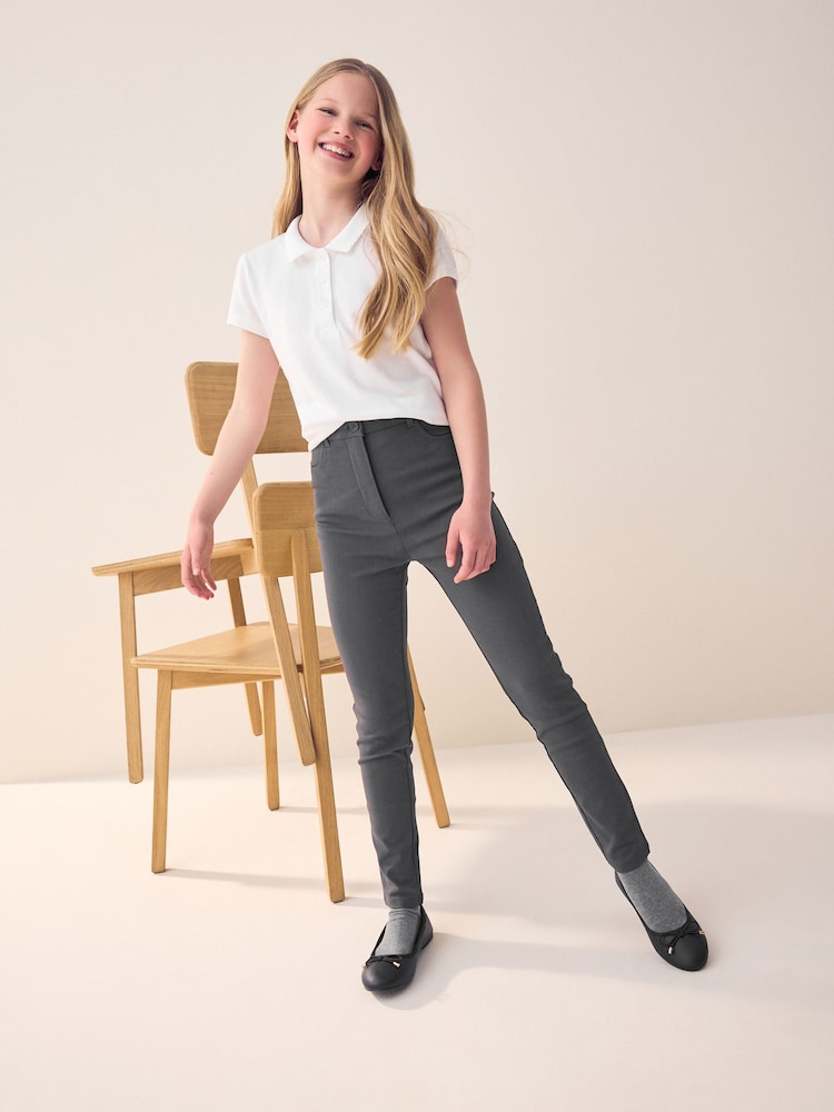 Grey Regular Length Skinny Fit Stretch High Waist School Trousers (9-18yrs) - Image 2 of 8