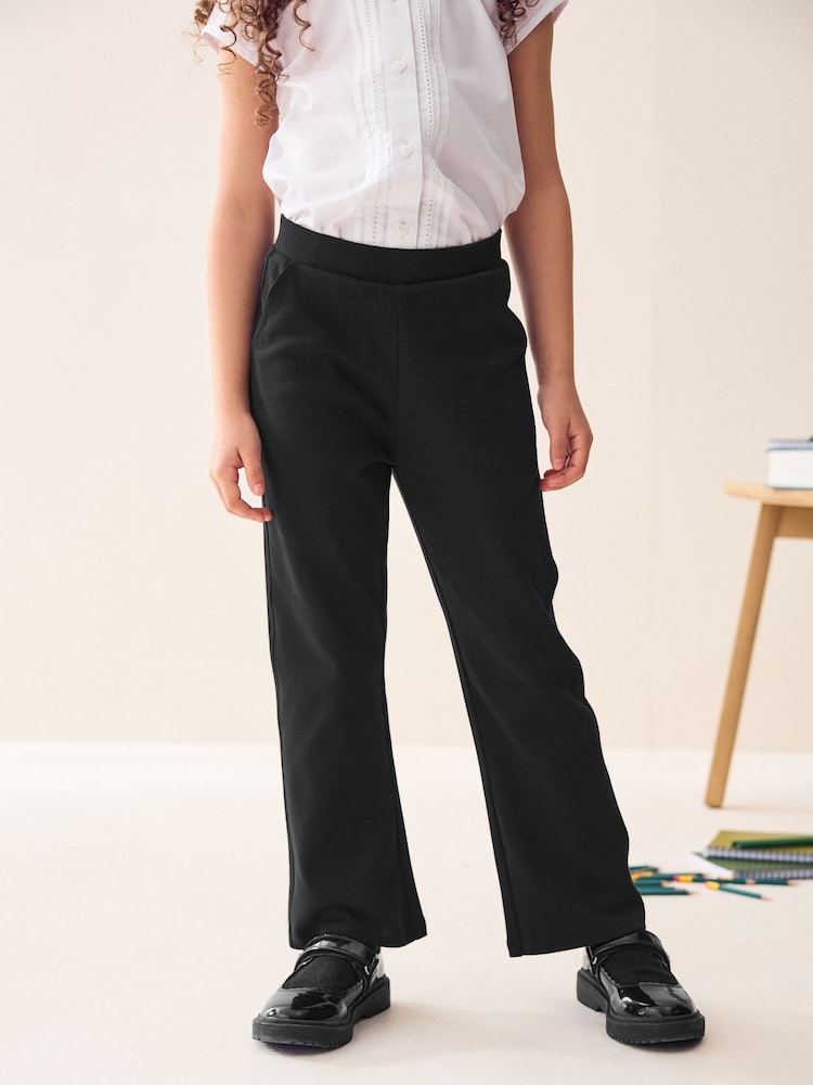 Black - Pull-On Cotton Rich Stretch Flared School Trousers (3-17yrs) - Image 1 of 8