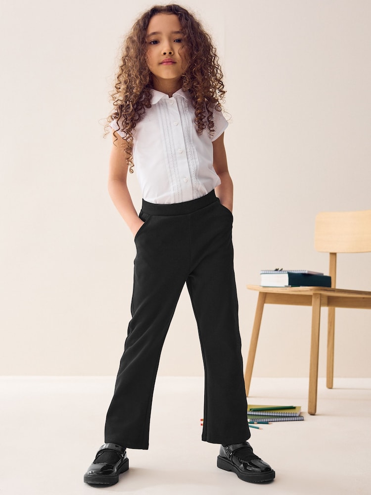 Black - Pull-On Cotton Rich Stretch Flared School Trousers (3-17yrs) - Image 2 of 8