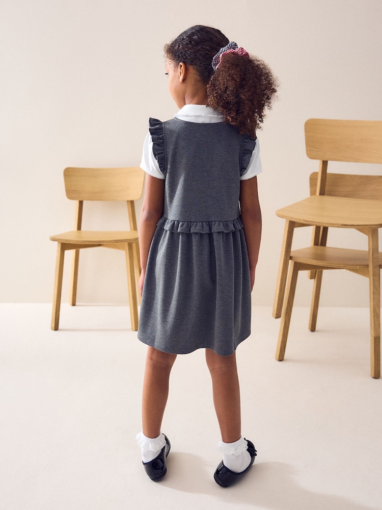 Grau - Stretch Frill School Pinafore Jersey (3-14yrs) - Bild 2 von 7