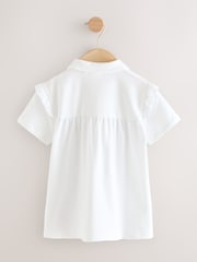 White Cotton Stretch Frill Shoulder School Polo Tops 2 Pack (3-16yrs) - Image 3 of 5