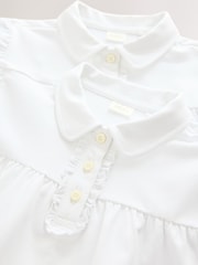 White Cotton Stretch Frill Shoulder School Polo Tops 2 Pack (3-16yrs) - Image 4 of 5