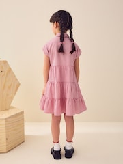 Rojo - Cotton Rich School Gingham Tiered Shirt Collar Dress (3-14yrs) - Imagen 3 de 4