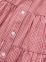 Red Cotton Rich School Gingham Tiered Shirt Collar Dress (3-14yrs) - Image 7 of 8