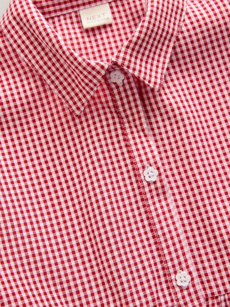 Red Cotton Rich School Gingham Tiered Shirt Collar Dress (3-14yrs) - Image 8 of 8 Red Cotton Rich School Gingham Tiered Shirt Collar Dress (3-14yrs) - Image 8 of 8