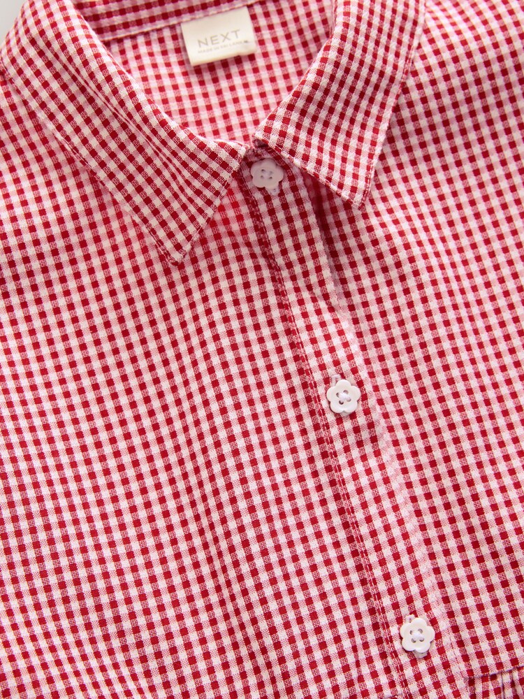 Red Cotton Rich School Gingham Tiered Shirt Collar Dress (3-14yrs) - Image 9 of 9 Red Cotton Rich School Gingham Tiered Shirt Collar Dress (3-14yrs) - Image 9 of 9