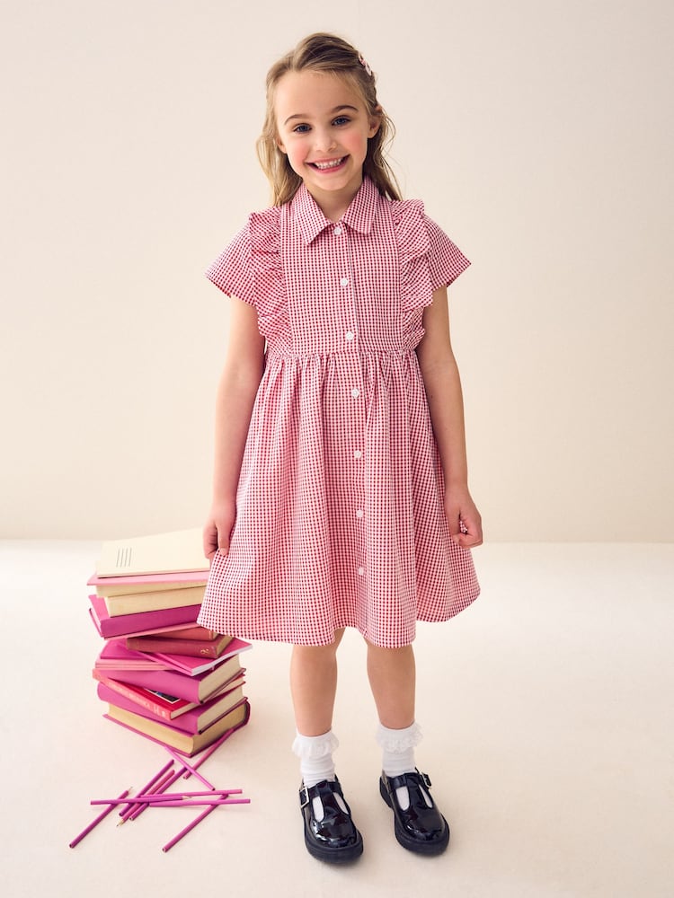 Red Frill Gingham School Dress (3-14yrs) - Image 1 of 5