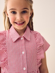 Red Cotton Rich Frill Gingham School Dress (3-14yrs) - Image 6 of 11