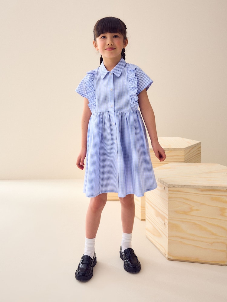 Blue Frill Gingham School Dress (3-14yrs) - Image 1 of 4