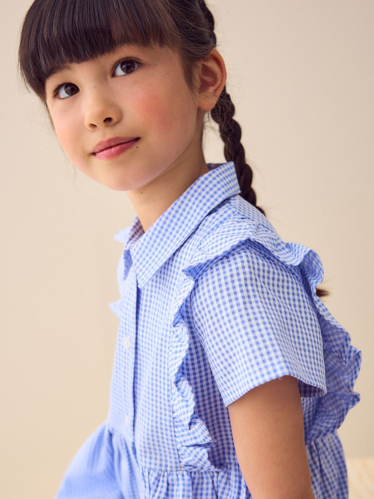 Blue Frill Gingham School Dress (3-14yrs) - Image 4 of 4
