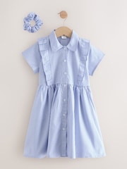 Blue Cotton Rich Frill Gingham School Dress (3-14yrs) - Image 5 of 9