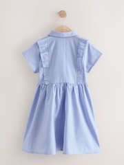 Blue Cotton Rich Frill Gingham School Dress (3-14yrs) - Image 6 of 9