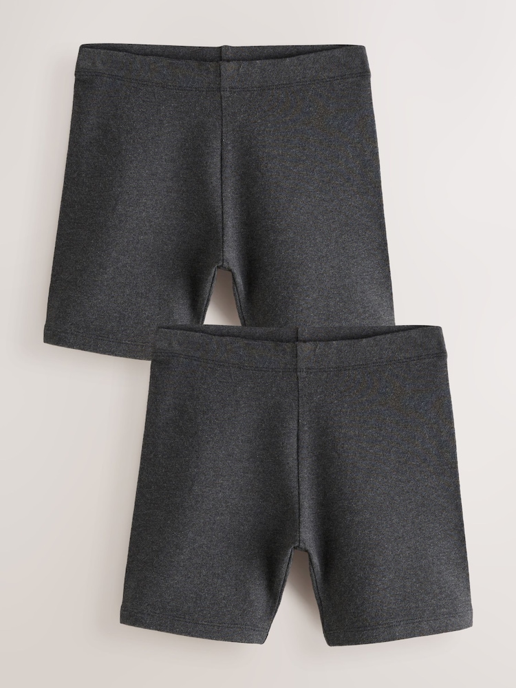 Grey Regular Length Cotton Rich Stretch Cycle Shorts 2 Pack (3-16yrs) - Image 1 of 6
